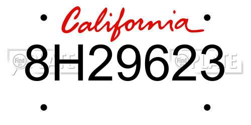 8H29623 California License Plate