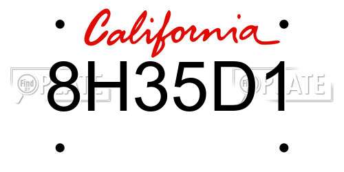 8H35D1 California License Plate