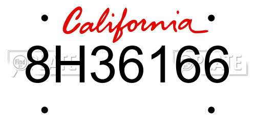 8H36166 California License Plate