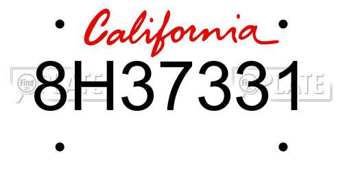 8H37331 California License Plate