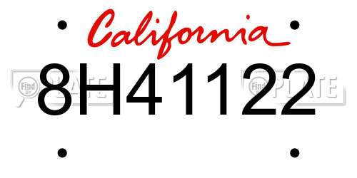 8H41122 California License Plate