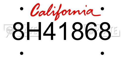 8H41868 California License Plate