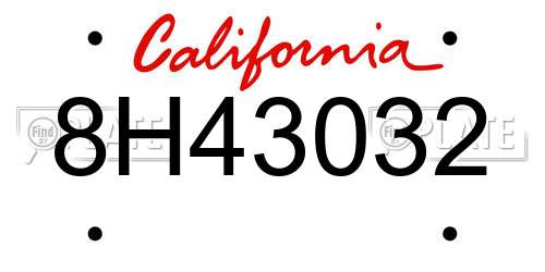 8H43032 California License Plate