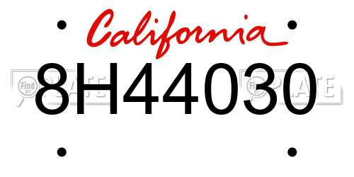 8H44030 California License Plate