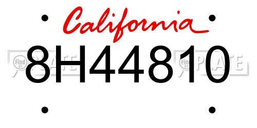 8H44810 California License Plate