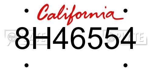 8H46554 California License Plate