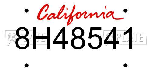 8H48541 California License Plate