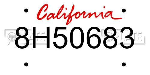 8H50683 California License Plate