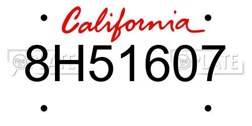 8H51607 California License Plate