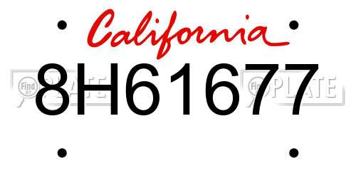 8H61677 California License Plate