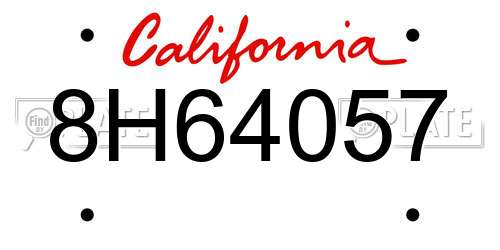 8H64057 California License Plate