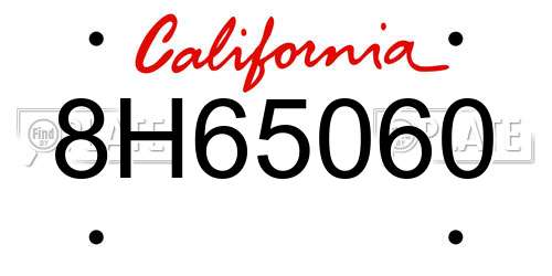8H65060 California License Plate