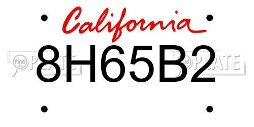 8H65B2 California License Plate