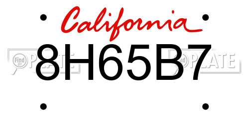 8H65B7 California License Plate