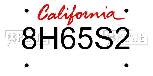 8H65S2 California License Plate
