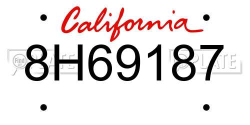 8H69187 California License Plate