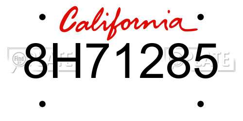 8H71285 California License Plate
