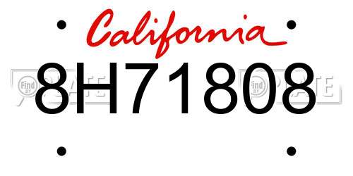 8H71808 California License Plate