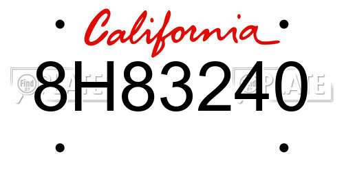 8H83240 California License Plate