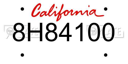 8H84100 California License Plate