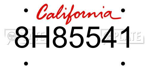 8H85541 California License Plate