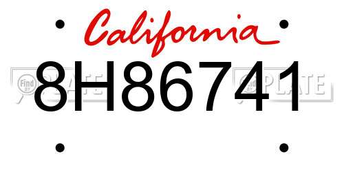 8H86741 California License Plate