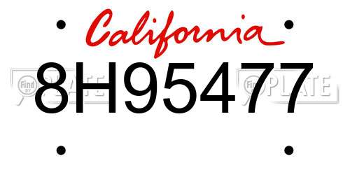 8H95477 California License Plate