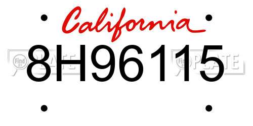 8H96115 California License Plate