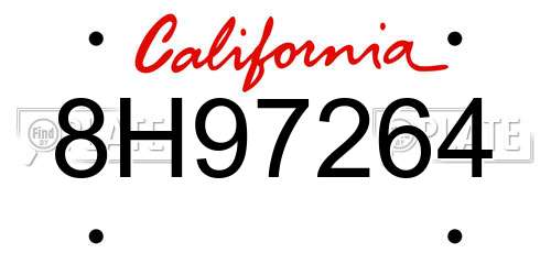 8H97264 California License Plate