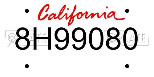 8H99080 California License Plate