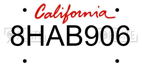 8HAB906 California License Plate