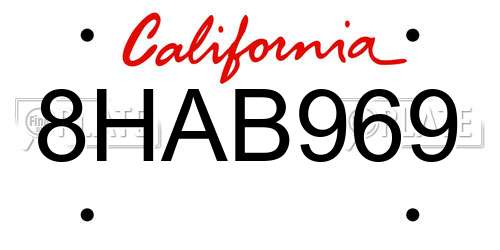8HAB969 California License Plate