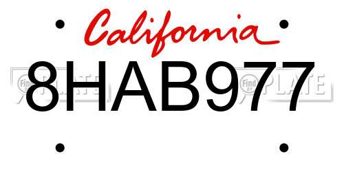 8HAB977 California License Plate
