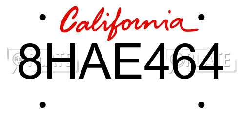 8HAE464 California License Plate