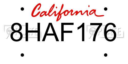 8HAF176 California License Plate