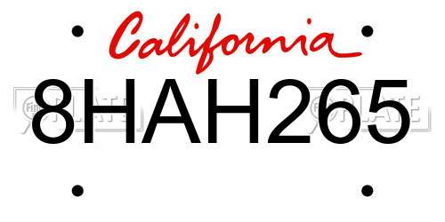 8HAH265 California License Plate
