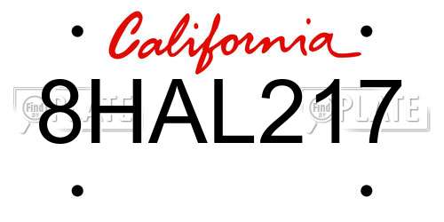 8HAL217 California License Plate
