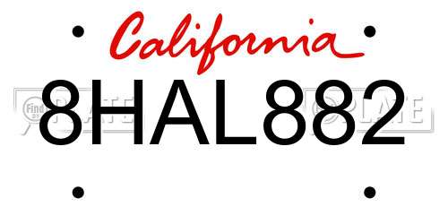 8HAL882 California License Plate