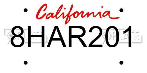 8HAR201 California License Plate