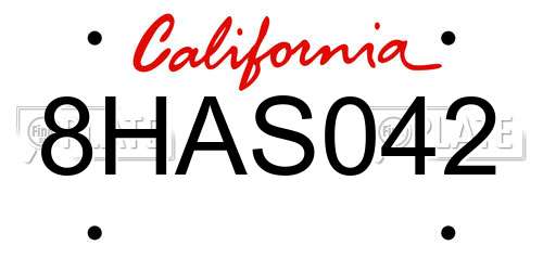 8HAS042 California License Plate