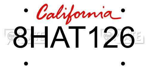 8HAT126 California License Plate