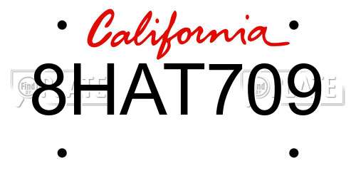 8HAT709 California License Plate