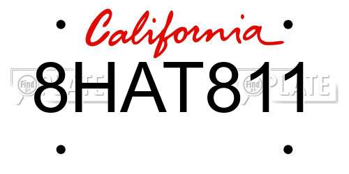 8HAT811 California License Plate