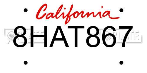 8HAT867 California License Plate