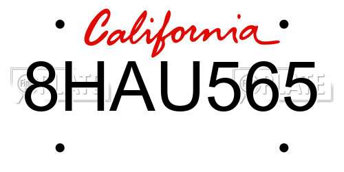 8HAU565 California License Plate