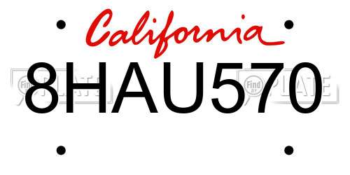 8HAU570 California License Plate
