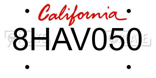 8HAV050 California License Plate
