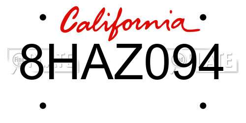 8HAZ094 California License Plate