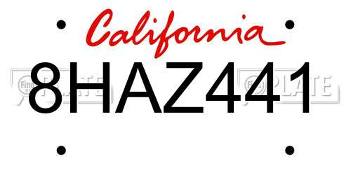8HAZ441 California License Plate