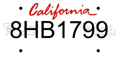 8HB1799 California License Plate